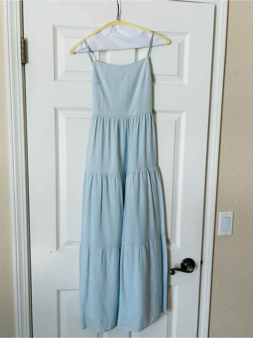 Aqua Light Blue Spaghetti Strap Tiered Sundress
